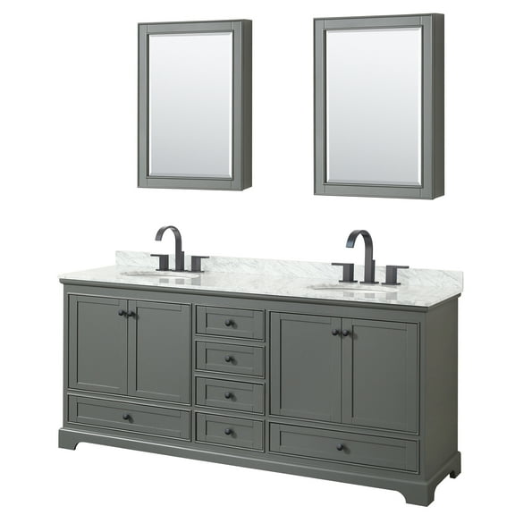 Wyndham Collection WCS202080DGBCMUNOMED Deborah 80" Free Standing Double Vanity Set - Dark