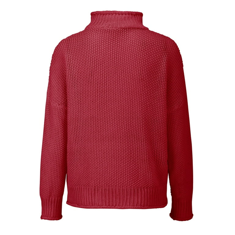 Sweaters For Women Knitted Thick Thread High Neck Pullover Sweater