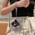 thumbnail image 3 of for Samsung Galaxy Z Flip 7 Case,Cute Bling Glitter Sparkle Stunning Stones Diamond Rhinestone 3D Handmade Pearl Rose Flower with Wrist Lanyard for Women Girls for Galaxy Z Flip 7,Purple, 3 of 13