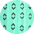 thumbnail image 1 of Ahgly Company Machine Washable Indoor Round Southwestern Turquoise Blue Country Area Rugs, 5' Round, 1 of 4