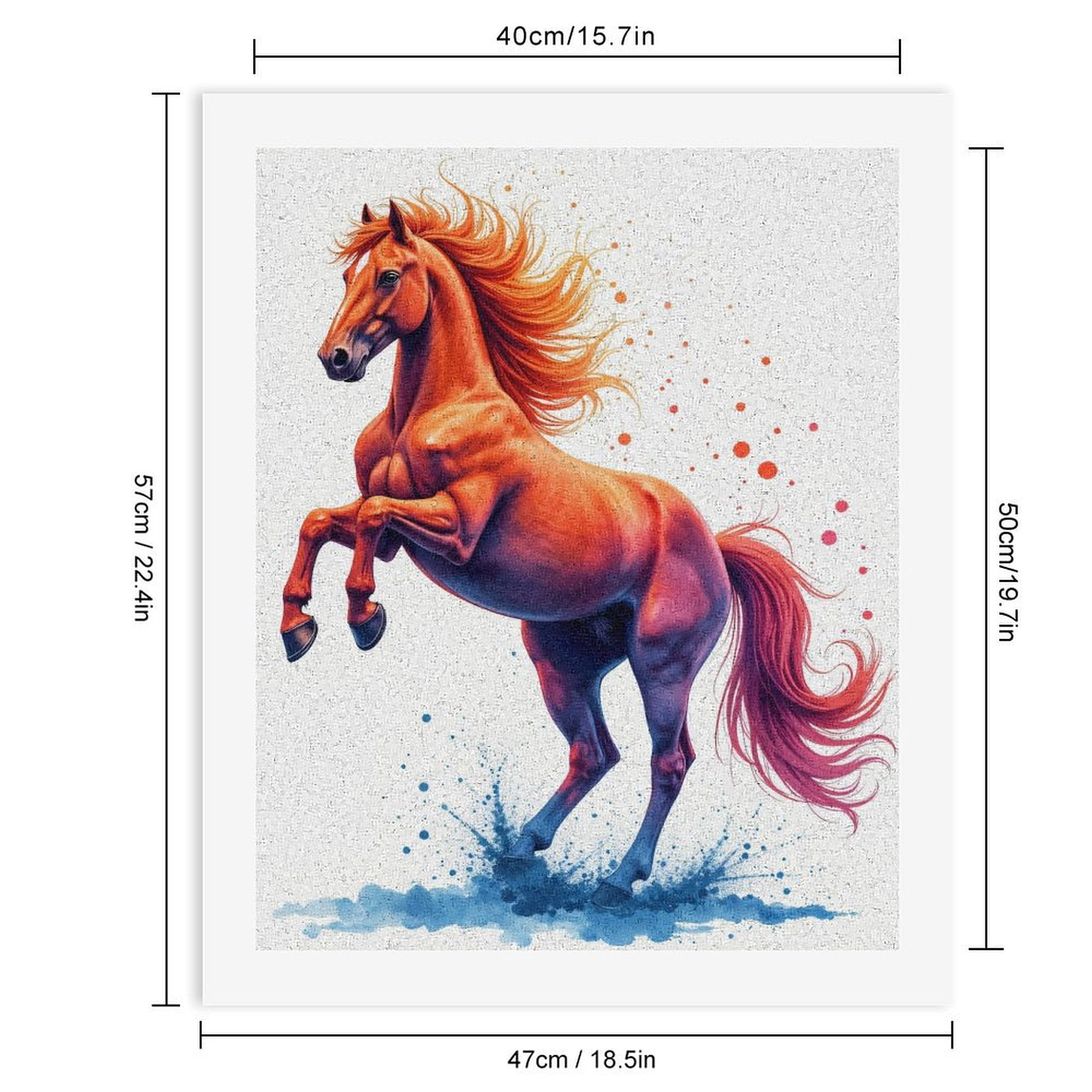Paint By Numbers Kit for Adults Beginner - DIY Fiery Majestic Horse Art Splash Canvas Painting Kits for Adults, Frameless Paint By Number for Adults for Home Wall Decor 16x20 Inch