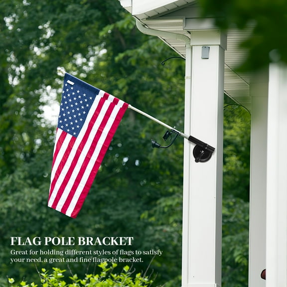 IMIKEYA Stable Flagpole Mounting Bracket Black Aluminum for Easy Flag Fixing