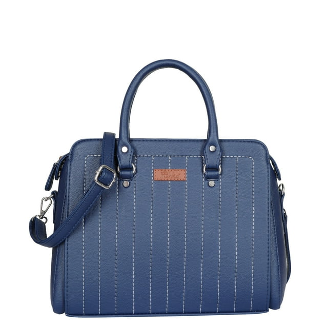 Sishka Sac à Main Bleu pour Femme – Sac Bandoulière en Cuir Végane avec Poignée Supérieure et Courroie Ajustable