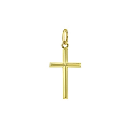 14k Yellow Gold Classic Baptism Small Stick Cross for Kids