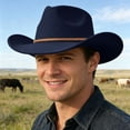thumbnail image 2 of Wide Brim Cowboy Hat for Men Roll Up Brim Shapeable Western Cowgirl Fedora Lightweight Summer Beach Sun Hat, 2 of 5