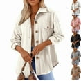 thumbnail image 5 of Women's Cable Knit Lightweight Long Sleeve Casual Oversized Button Down Shirt, 5 of 7