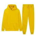 thumbnail image 4 of Huankd Mens Sweatsuit Fleece 2 Piece Set Oversized Hoodie Drawstring Sweatpants Lounge Sportswear Streetwear​ Yellow S, 4 of 5