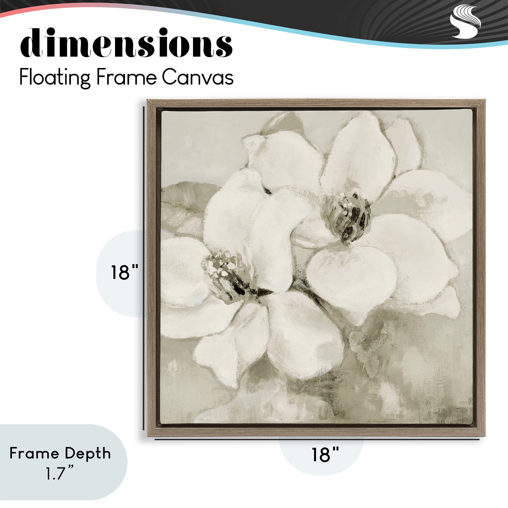 Stupell Industries Subtle Beige Magnolias Brown Framed Floater Canvas Wall Art, design by Lanie Loreth