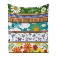 thumbnail image 1 of Summer Soft Flannel Fleece Throw Blanket, Colorful Striped Daisy Flowers Butterflies Sun Clouds Vivid Playroom Kids Pattern, Cozy Plush for Indoor and Outdoor Use, 70" x 90", Multicolor, by Ambesonne, 1 of 6
