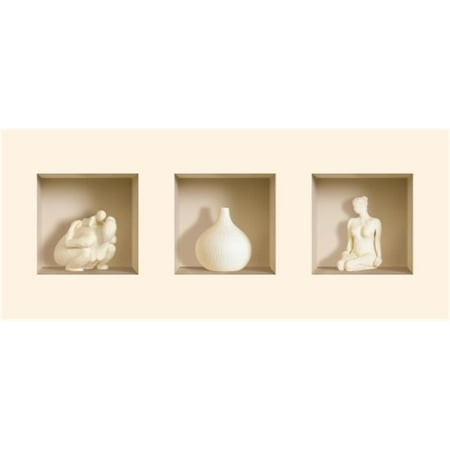 Nisha 489 3D Effect White Ceramic Figurines Wall Decal