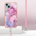 thumbnail image 7 of Case for iPhone 14 Plus, Adjustable Detachable Crossbody Strap Neck Strap Silicone Bumper Marble Painted TPU Ultra Thin Shockproof Protective Phone Case Cover for iPhone 14 Plus, Pink, 7 of 7