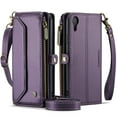 thumbnail image 2 of ShellTech Crossbody Wallet Women Men Bag Case for iPhone XR,Magnetic Leather Flip Case RFID Blocking 10-Card Holder Zipper Bills Slot Cash Pocket Stand Cover with Shoulder Wrist Strap,Purple, 2 of 9