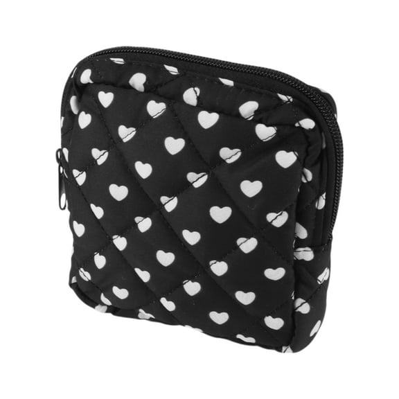 Unique Bargains 1 Pc Lady Portable Square Lipstick Bag for Travel Black White Polyester