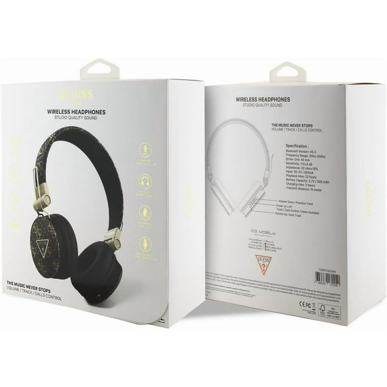 guess ヘッドホン 4G Big l Logo Guess 4G Big Metal Logo Bluetooth On Ear ENC Headphone Black
