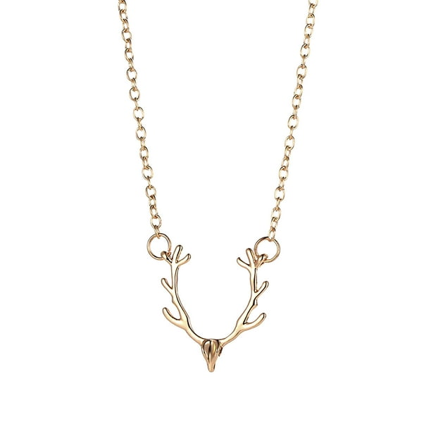 Collar para mujer, Joyas para mujer, Joyas para mujer Collar de asta estilo cadena de clavícula colgante de asta colgante de asta