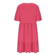 thumbnail image 6 of Plus Size Dresses for Curvy Women 2025 Summer Short Sleeve Crew Neck Mini T Shirt Dress Pleated Ruffle Flowy Beach Sundresses, 6 of 7