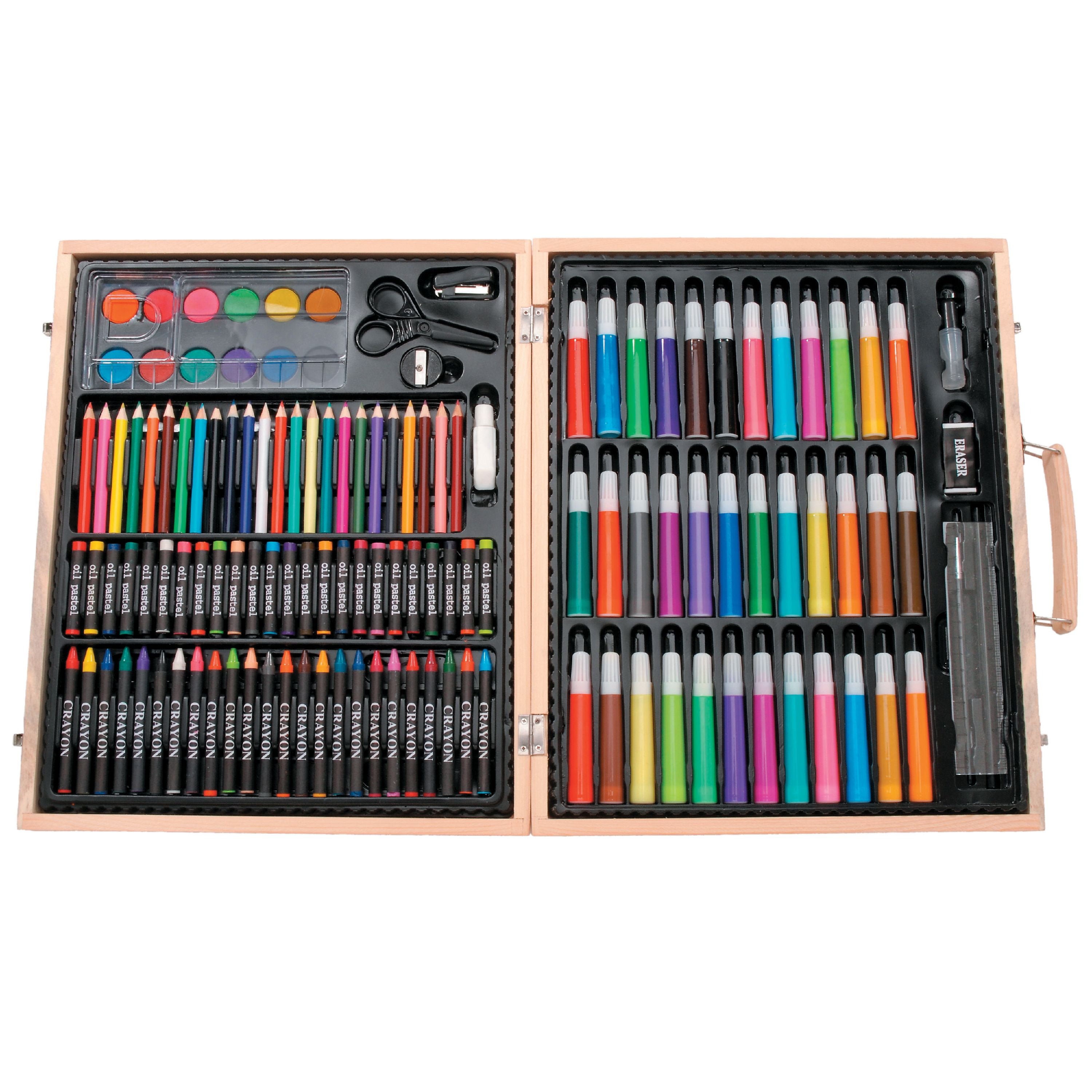Darnassus 130-Piece Art Set, Deluxe Professional Color Set, with Compact  Portable Wooden Case, Art Kit Gift for 4-12 Age