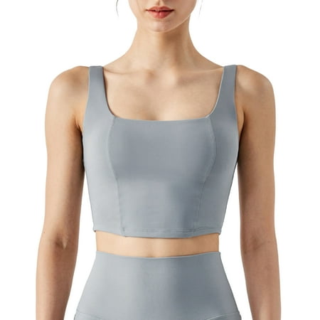 

fanshao Women Bra Vest Solid Color Breathable Comfortable Quick Dry Intimacy Shockproof Square Neck Elastic Wire Free Women Brassieres for Gym