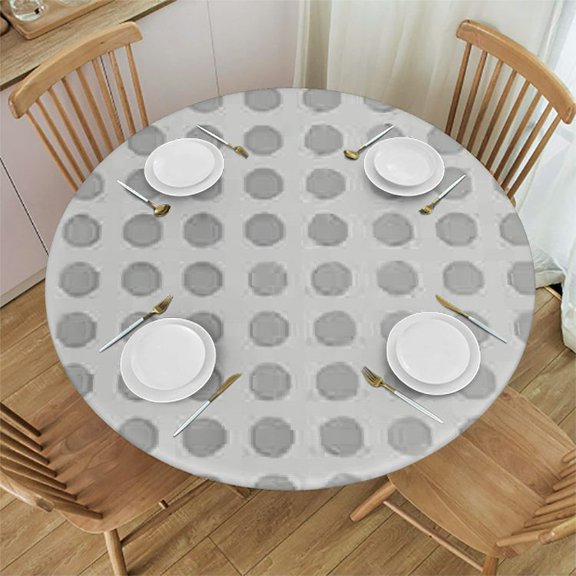 HAOXIT Grey Tablecloth, Small Polka Dots on White Backdrop Retro Style Traditional Pastel Pattern, Dining Room Kitchen Round Table Cover