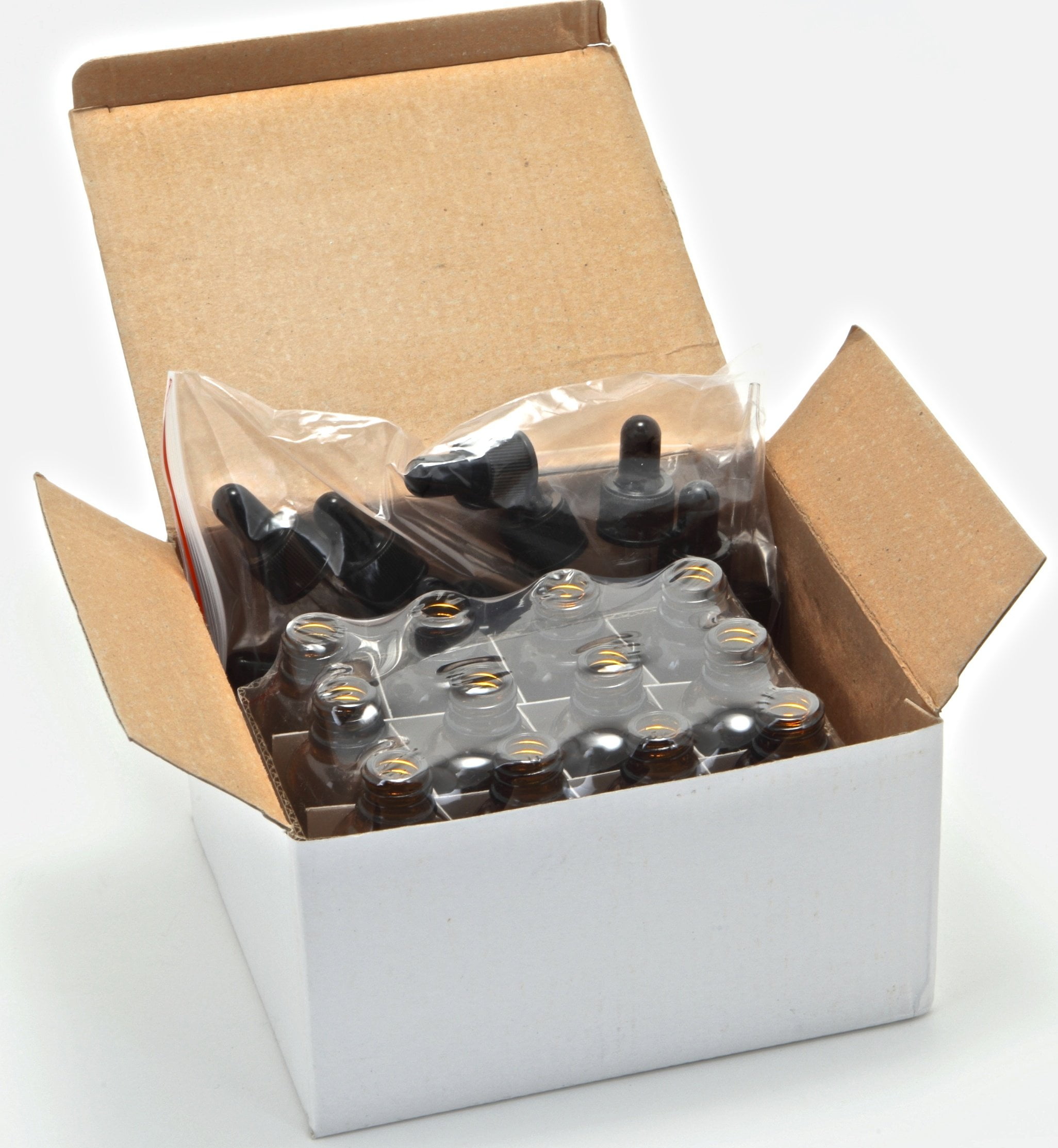 12 with Glass Eye Droppers PSC Products VAD1-12 1 oz Glass Bottles Amber