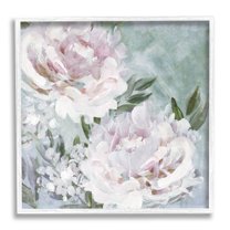 Fluffy Pink Peonies Floral Botanical & Floral Graphic Art White Framed Art Print Wall Art