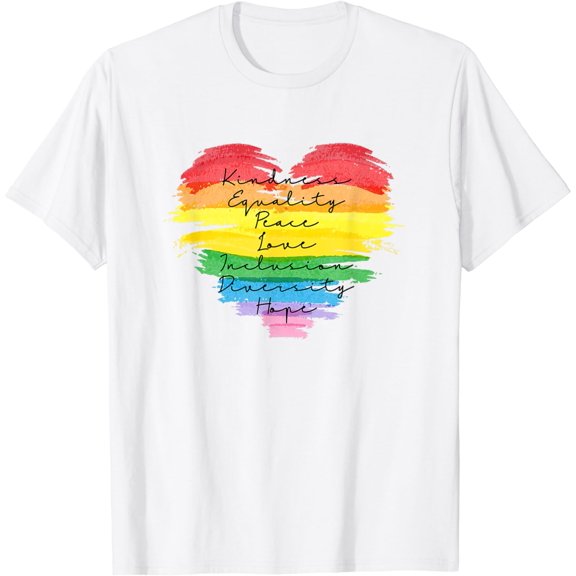 Kindness Equality Diversity Shirt Rainbow Heart Pride Gift T-Shirt