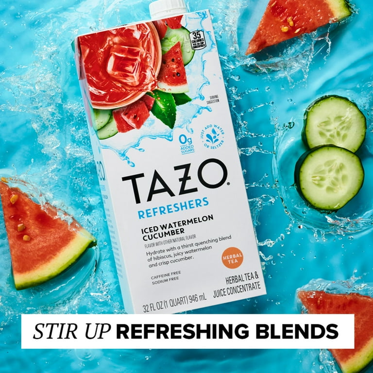 4 pack) TAZO Refreshers Herbal Iced Tea Mix, Watermelon Cucumber