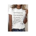 thumbnail image 1 of Ladies with trouser legs and letters round neck women short sleeve printing elastic half-sleeve T-shirt, 1 of 6
