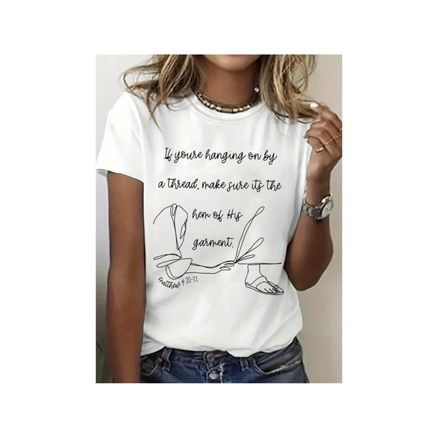 Ladies with trouser legs and letters round neck women short sleeve printing elastic half-sleeve T-shirt