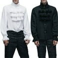 thumbnail image 3 of Stand Collar Gothic Shirt For Men Themed Event Long Sleeve Ruffle Medieval Top, 3 of 16