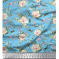 thumbnail image 1 of Soimoi Blue Cotton Duck Fabric Leaves & Peony Floral Print Fabric by the Yard 56 Inch Wide, 1 of 3