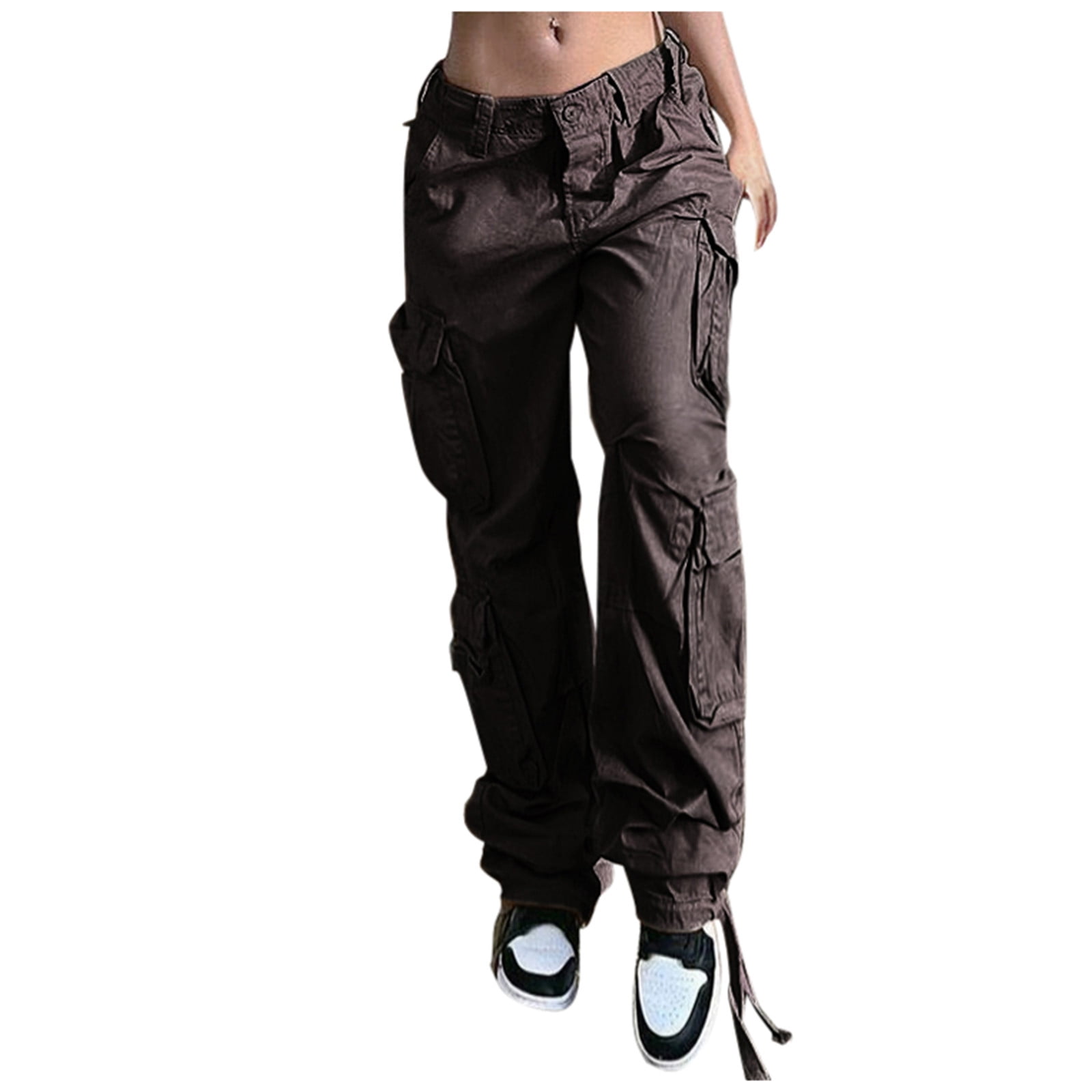 QENGING Clearance Women's Pants Low Waist Loose Pocket Jogger Trousers