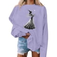 thumbnail image 4 of Uootdi Gift Long Sleeve Shirts for Women Crew Neck Halloween Witch Graphic Print Sweatshirts Oversized Fit Holiday Casual Pullover Tops, 4 of 6
