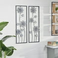 thumbnail image 2 of DecMode Gray Metal Floral Wall Decor with Black Frame (2 Count), 2 of 9