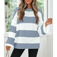 thumbnail image 2 of YOGAFOX Women Oversized Color Block Long Sleeve Pullover Sweater Blue L, 2 of 5
