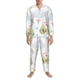 thumbnail image 3 of Naloa Green Blue Avocado Men’s Pajamas Set - Long Sleeve Button Down Sleep Shirt and Pajama Bottoms Sleepwear Set-Medium, 3 of 7
