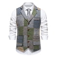 thumbnail image 1 of Style avec Col à Revers Design Patchwork Gilet Pied-de-Poule pour Tenue Décontractée et Formelle Gilets pour Hommes, 1 of 6