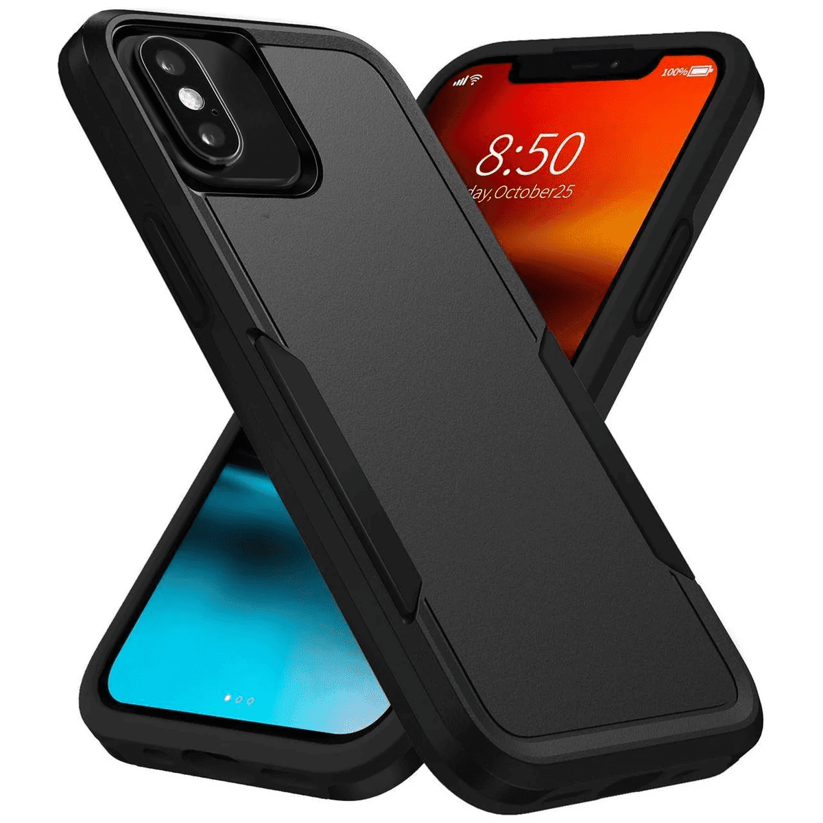 Entronix Heavy Duty Case Compatible with iPhone Xs Max, Hybrid Hard Cover, Black