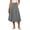 Gray, variant on Womens Mid-Calf Skirt A Line Zip Button Pocket Elastic Waist Pleated Solid Color Summer
