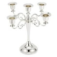 thumbnail image 1 of Candelabro de metal retro de 10" de alto de colorfulland, candelabro para bodas Plata, 1 of 9