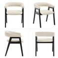 thumbnail image 7 of Guyou Modern Dining Chairs Set of 2, Linen Upholstered Wooden Kitchen Side Chairs, Barrel Armchair with Curved Backrest for Dining Room Kitchen Living Room, Beige, 7 of 7