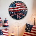 thumbnail image 5 of Yeciiwht American Flag Wooden Wall Decor for Porch, 4th of July Patriotic Round Sign, Independence Day Farmhouse Hanging, 5 of 7