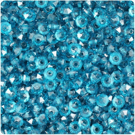 BeadTin Dark Teal Transparent 6mm Faceted Rondelle Plastic Beads (1350pcs)