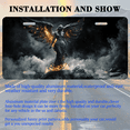 thumbnail image 3 of 1 Pcs 2D Flat License Plate Covers & Frames, Fiery Winged Statue For Decorative Front, Waterproof For Decoration Aluminum License Plate Covers & Frames Cover For Men Women, 12" X 6", 3 of 7