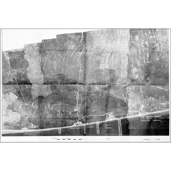 24"x36" Gallery Poster, Utah Beach aerial photographs d-day battle of normandy