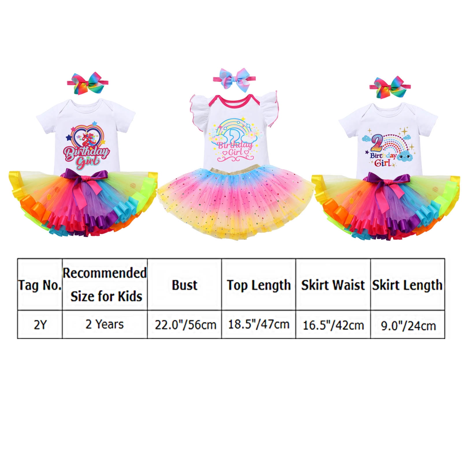 IBTOM CASTLE Toddler Baby Girl Unicorn 1st 2nd 3rd Birthday Outfit Romper + Rainbow Tutu Skirt + Headband + Sash + Badge 5PCS Princess Dress up Clothes Set for Cake Smash Photo Shoot