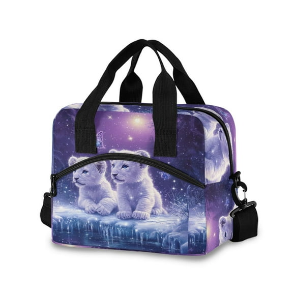 DIXRUYEE Lunch Bag Double Deck Lunch Tote Bag Fashion Cubs in A Winter Wonderland Printed