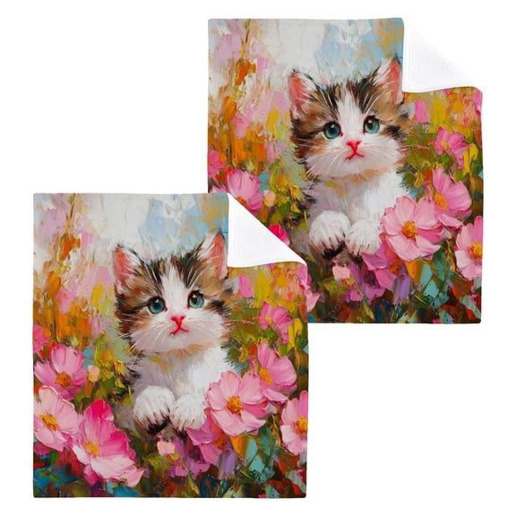 BZSMCE Towel Cotton Face Towel Soft Hand Towels Fashion Floral Feline Delight Pattern