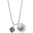 thumbnail image 1 of Delight Jewelry Silvertone Small Pirate - Mascot Silvertone Script Initial Disc - W - Charm Necklace, 20"+3", 1 of 4