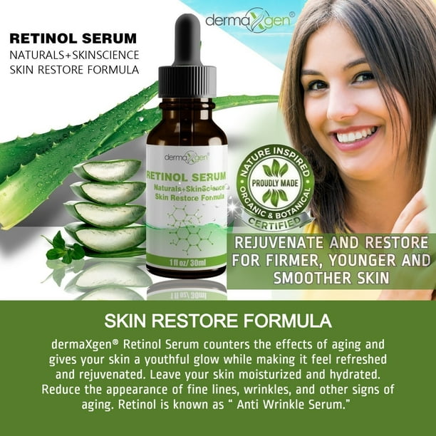 Pure Retinol (Vitamin A)2.5% + Hyaluronic Acid + Aloe Vera - Facial Wrinkle Serum